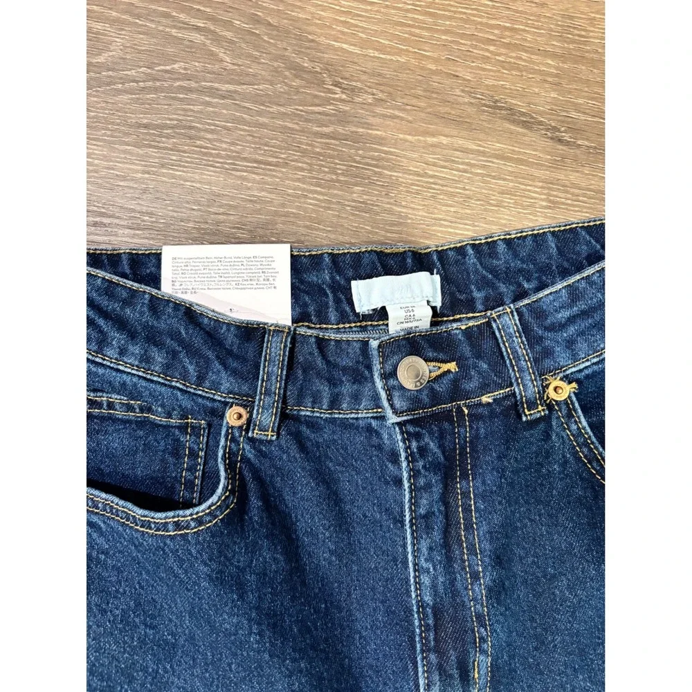 HM High Waist Flare Jeans Dark Wash Full Length Denim Womens Size 6 NEW Boho - Picture 4 of 6